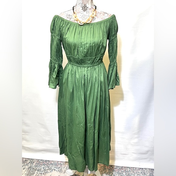 ALEXIA ADMOR Green smocked midi dress size 8 - Picture 3 of 14